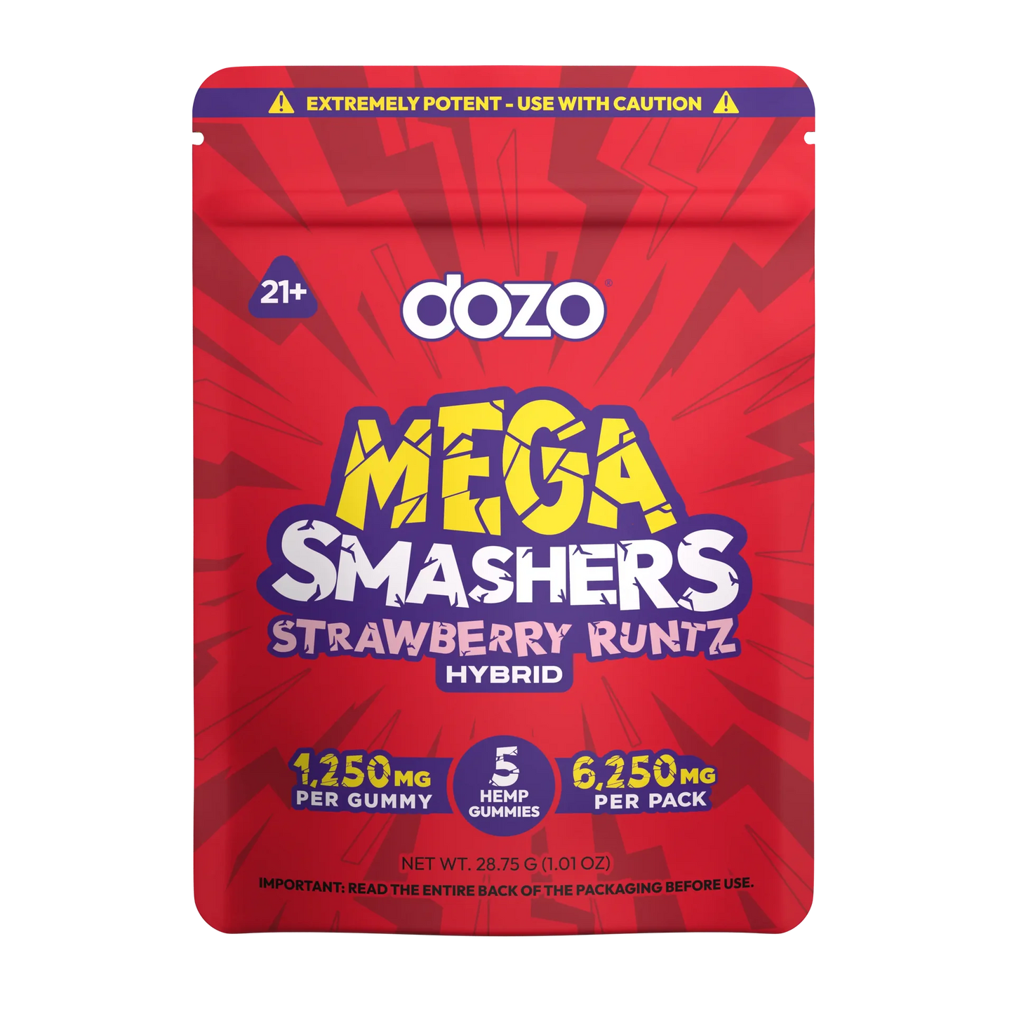 DOZO Mega Smashers Strawberry Runtz Hybrid Hemp Gummies 6250mg