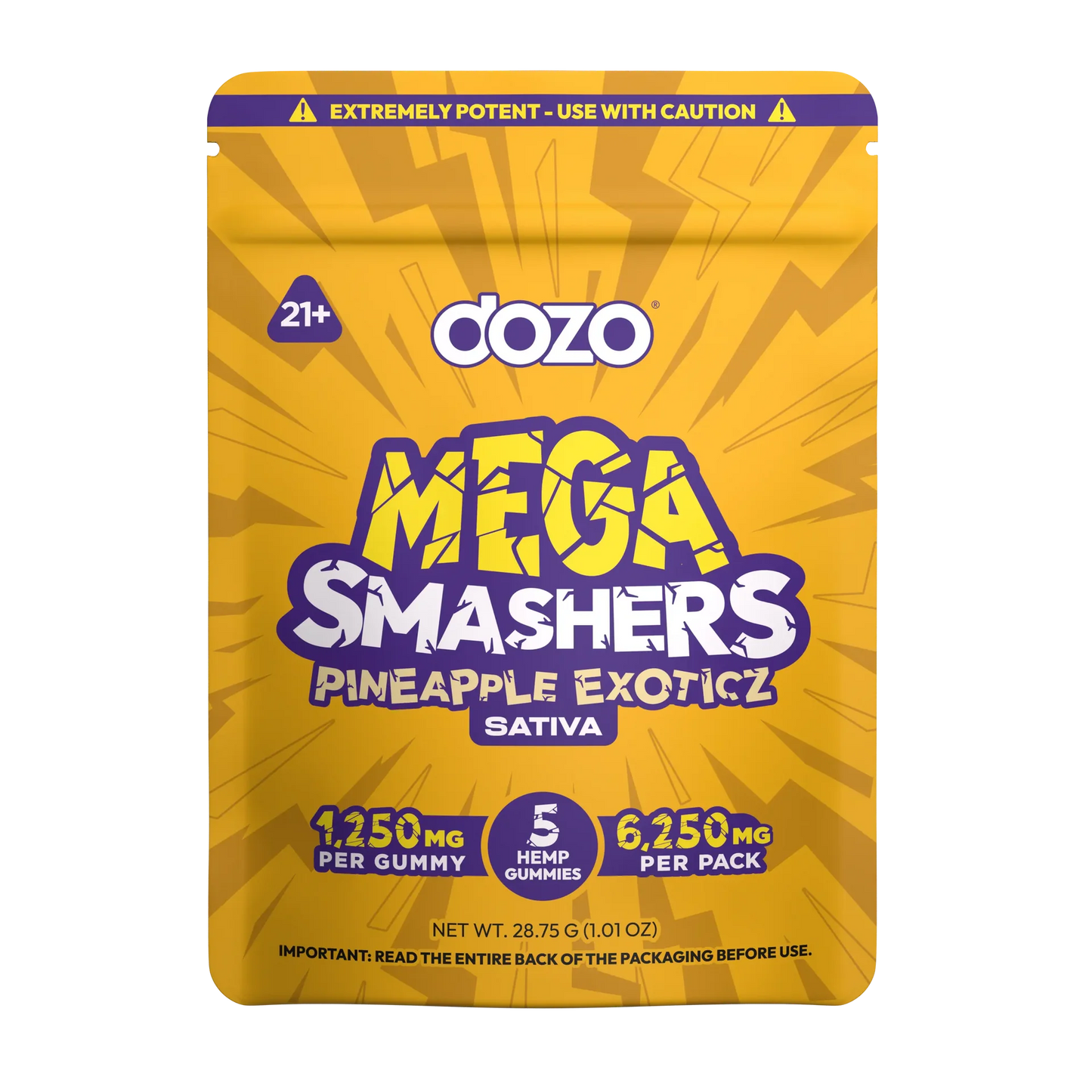 DOZO Mega Smashers Pineapple Exoticz Hemp Gummies 6250mg