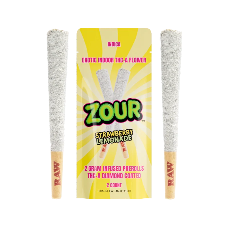 ZOUR 2CT STRAWBERRY LEMONADE COATED PREROLLS