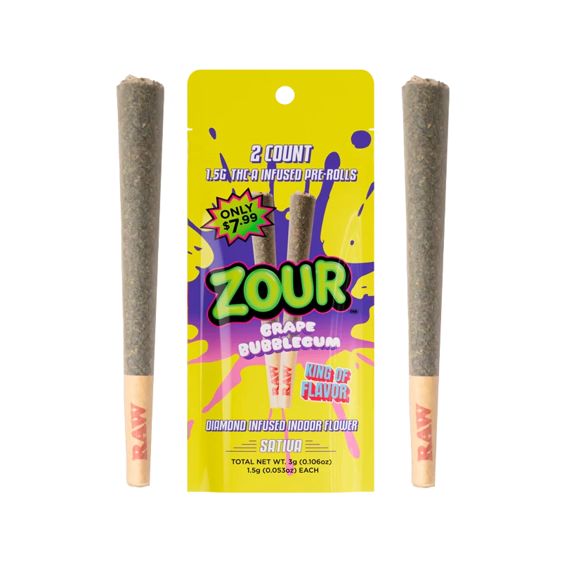 ZOUR GRAPE BUBBLEGUM 2-PACK PRE-ROLLS