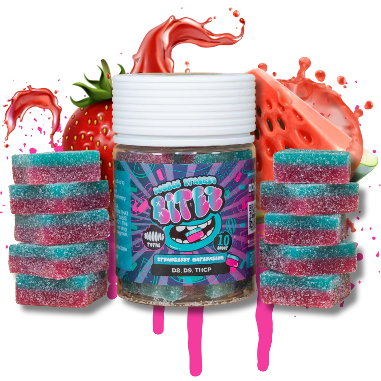 BITEZ Gummies 10,000mg Jarz D8+D9+THCP Strawberry Watermelon