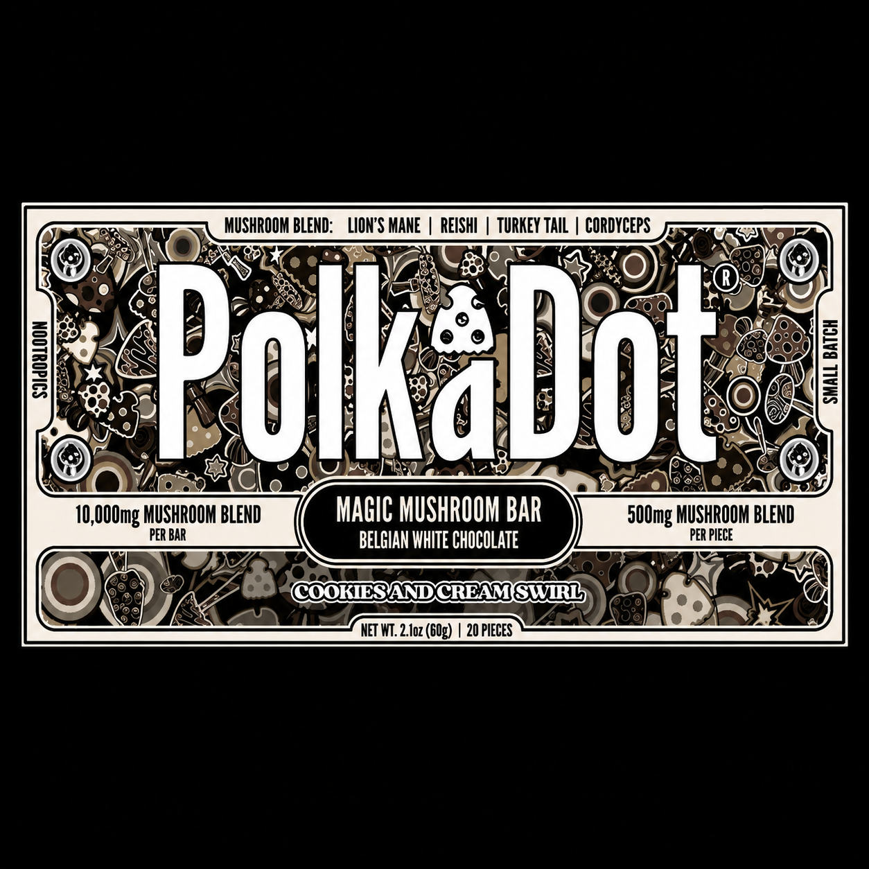 Polkadot Cookies & Cream Swirl Chocolate Bar