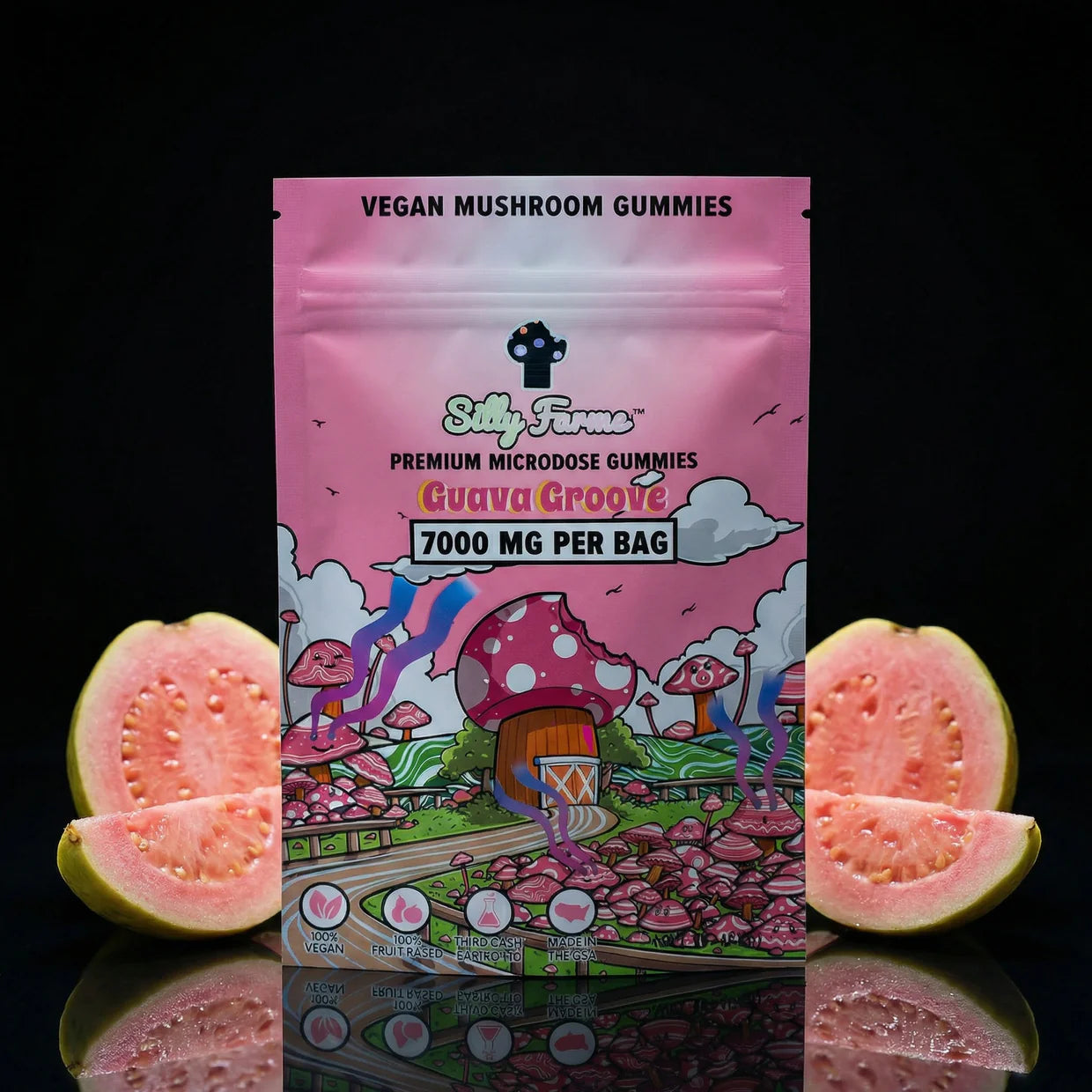 SILLY FARMS Guava Groove Premium Mushroom Gummies 7000mg