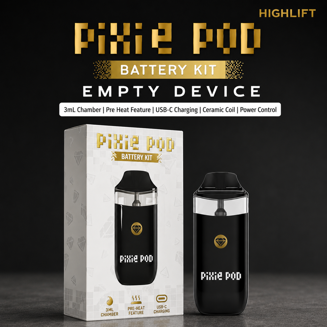 Pixie Pod 3ML Black Device Only