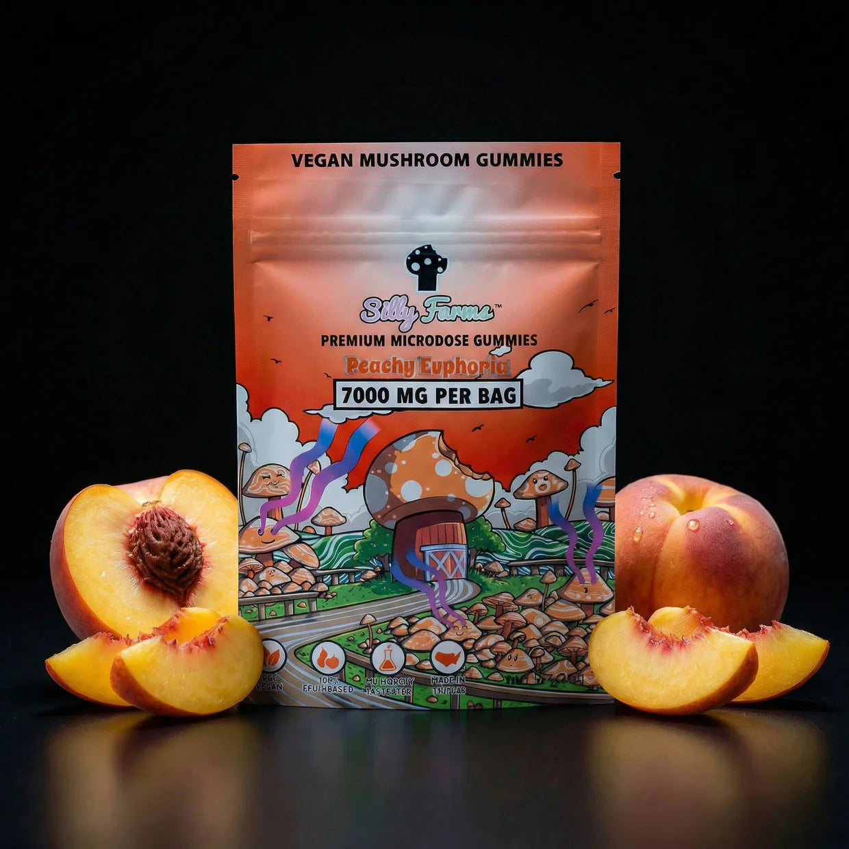 SILLY FARMS Peachy Euphoria Premium Mushroom Gummies 7000mg