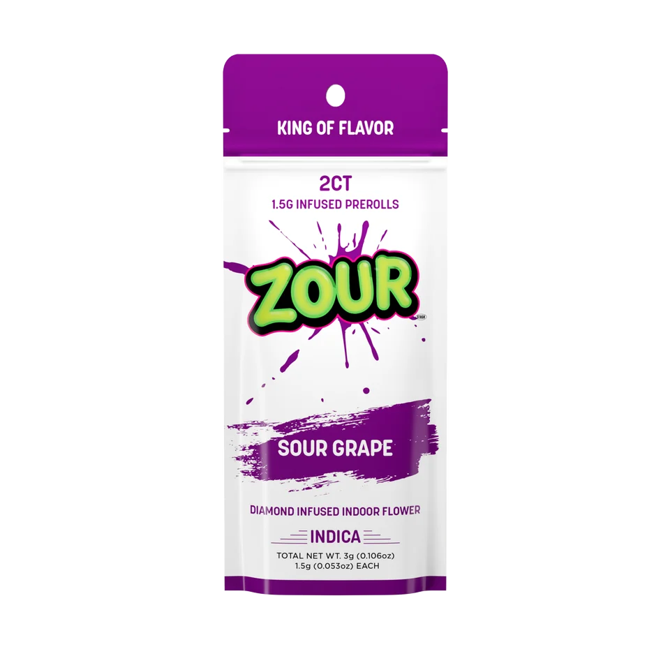 ZOUR Sour Grape Diamond Infused Prerolls