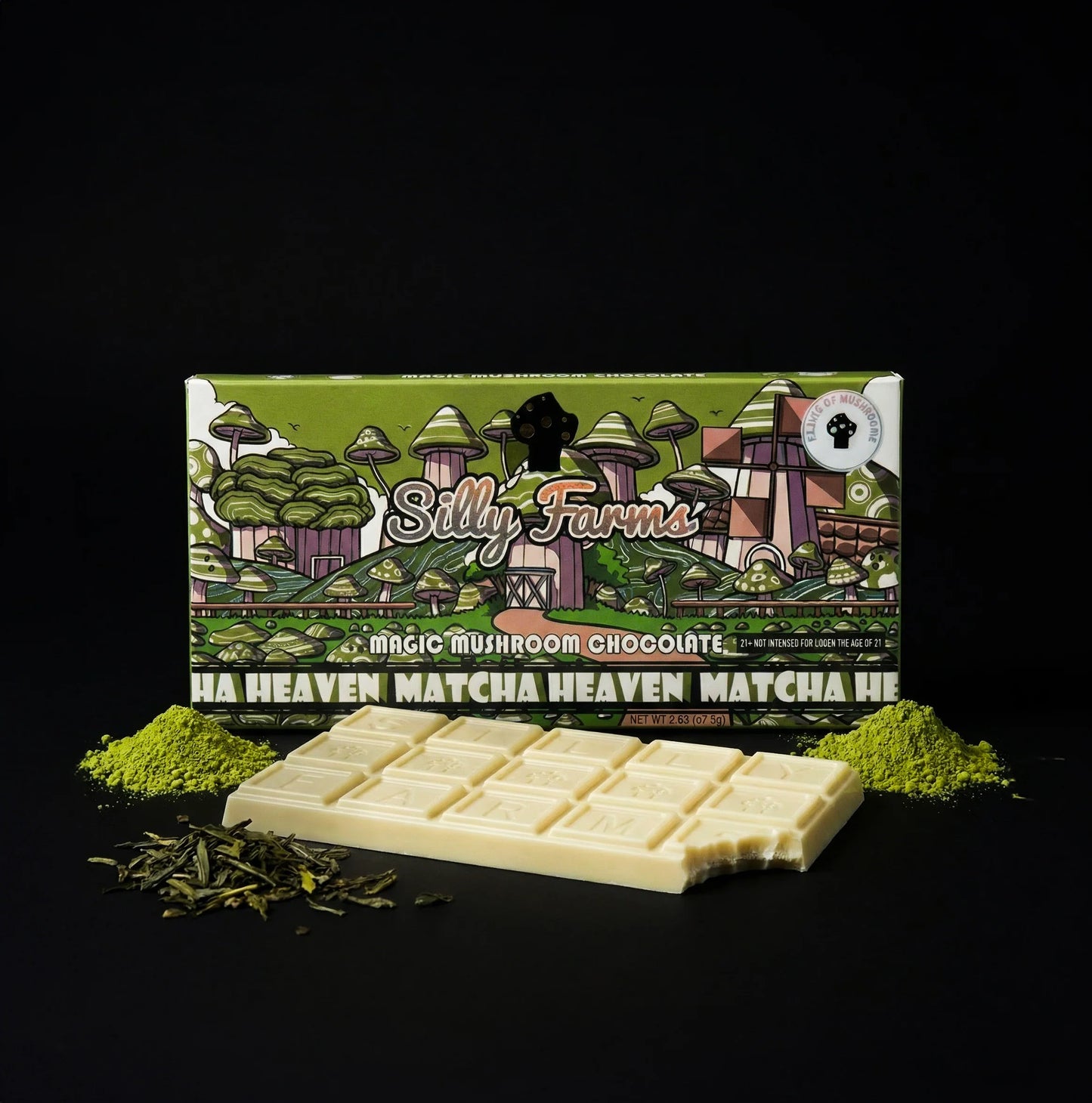 Silly Farms Matcha Heaven Mushroom Chocolate