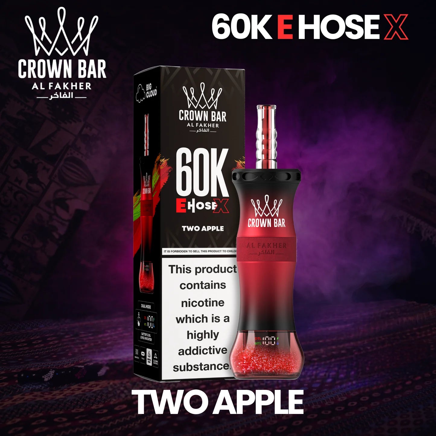 Al Fakher Crown Bar 60K eHose X - Two Apple