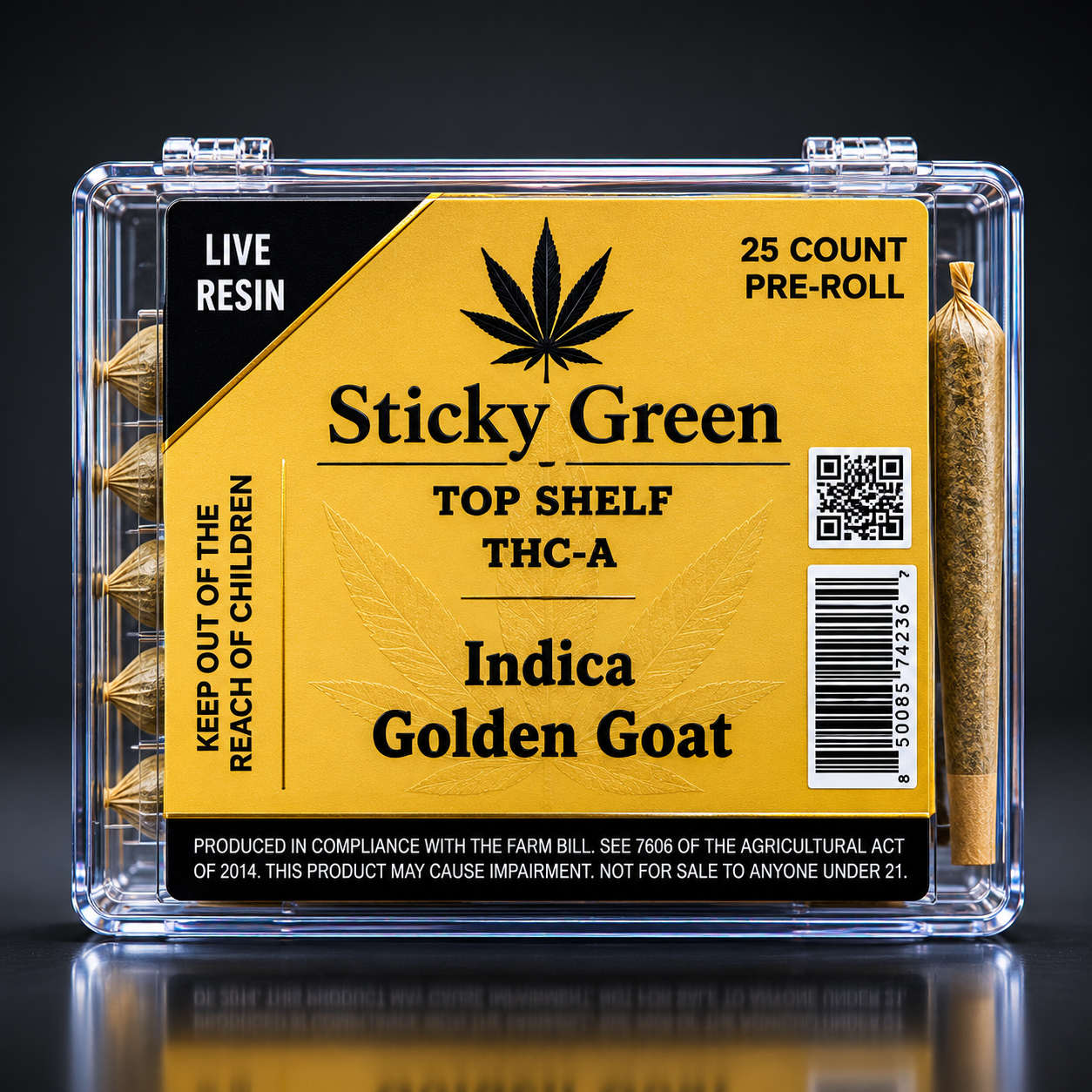 STICKY GREEN GOLDEN GOAT INDICA TOPSHELF THCA 1CT