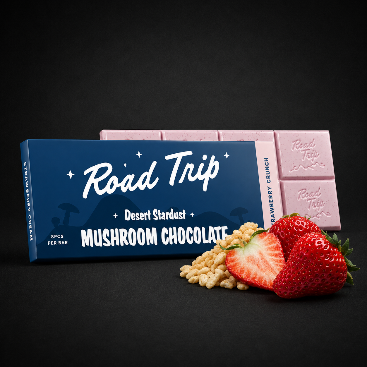 Desert Stardust Mushroom Chocolate Bar - Strawberry Crunch