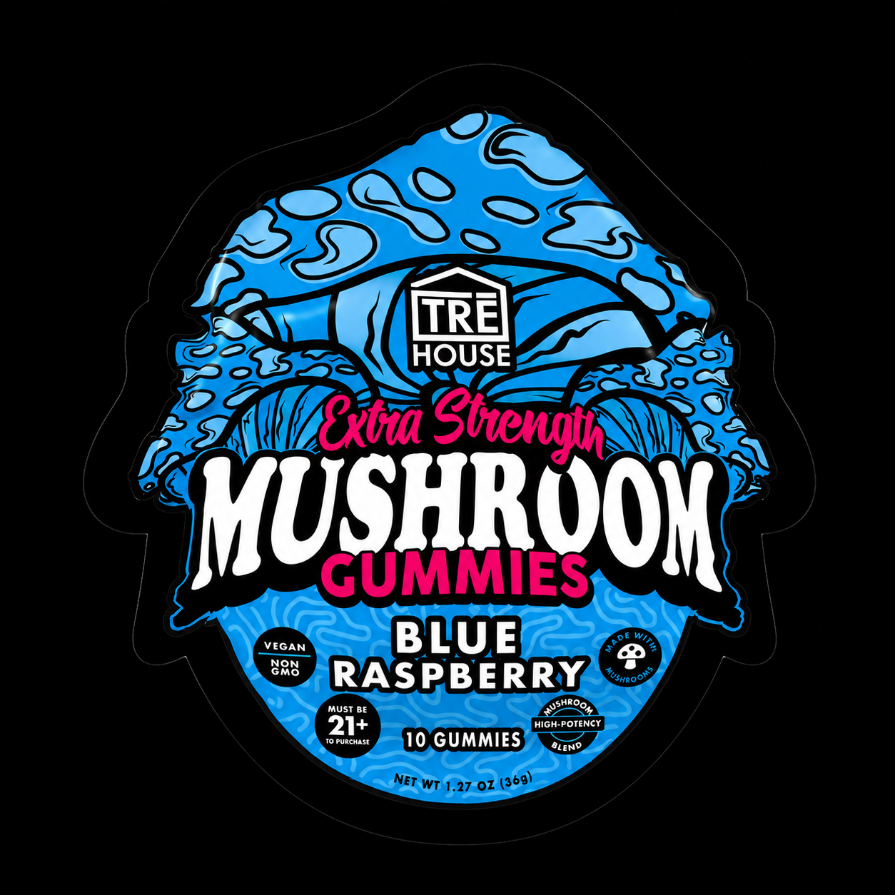 TRE House Blue Raspberry Extra-Strength Mushroom Gummies