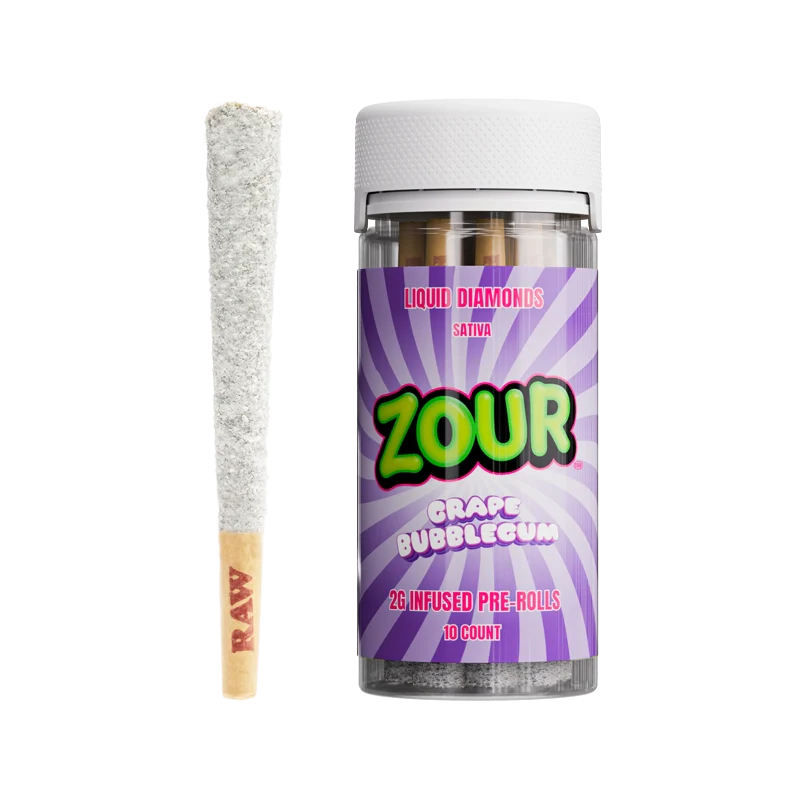 ZOUR 10CT GRAPE BUBBLEGUM COATED PREROLLS