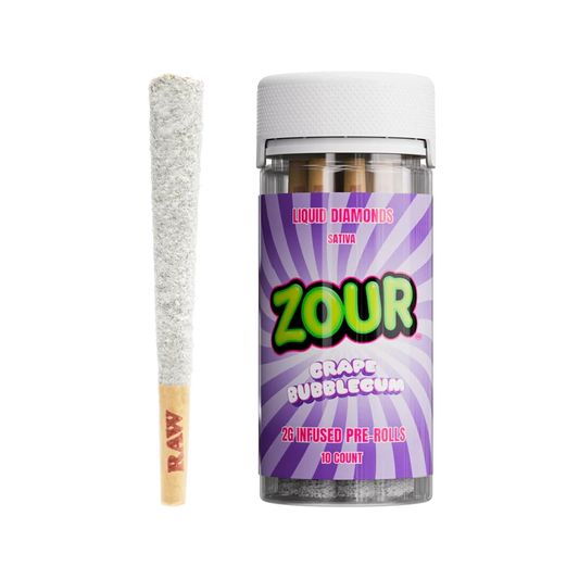 ZOUR 10CT GRAPE BUBBLEGUM COATED PREROLLS