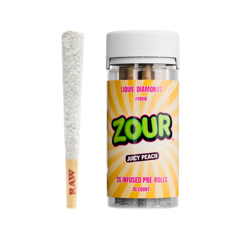 ZOUR 10CT JUICY PEACH COATED PREROLLS