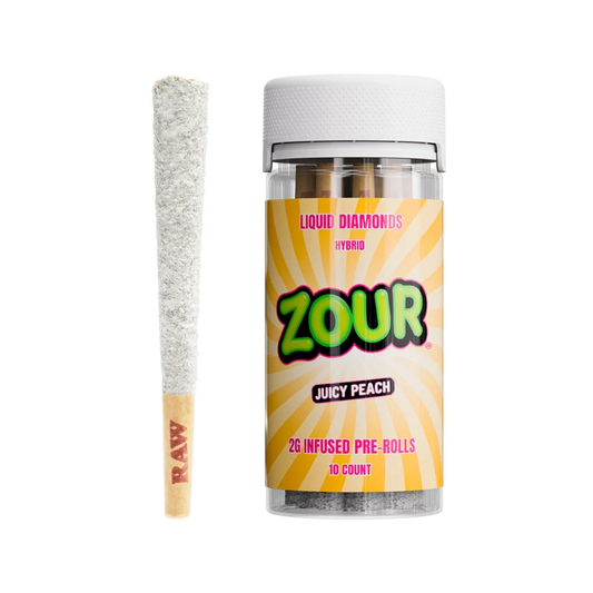 ZOUR 10CT JUICY PEACH COATED PREROLLS