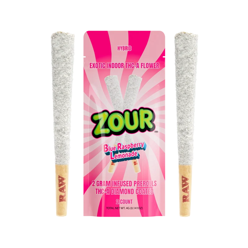 ZOUR 2CT BLUE RASPBERRY LEMONADE COATED PREROLLS