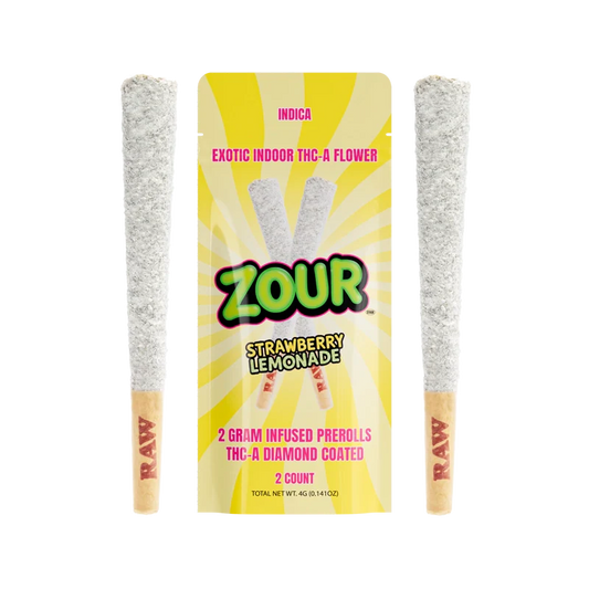 ZOUR 2CT STRAWBERRY LEMONADE COATED PREROLLS