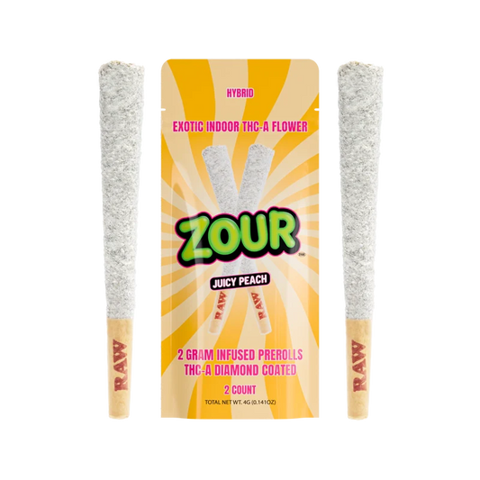 ZOUR 2CT JUICY PEACH COATED PREROLLS