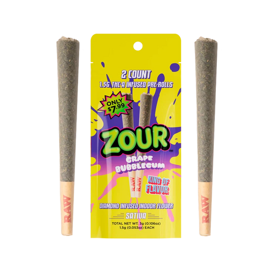 ZOUR GRAPE BUBBLEGUM 2-PACK PRE-ROLLS