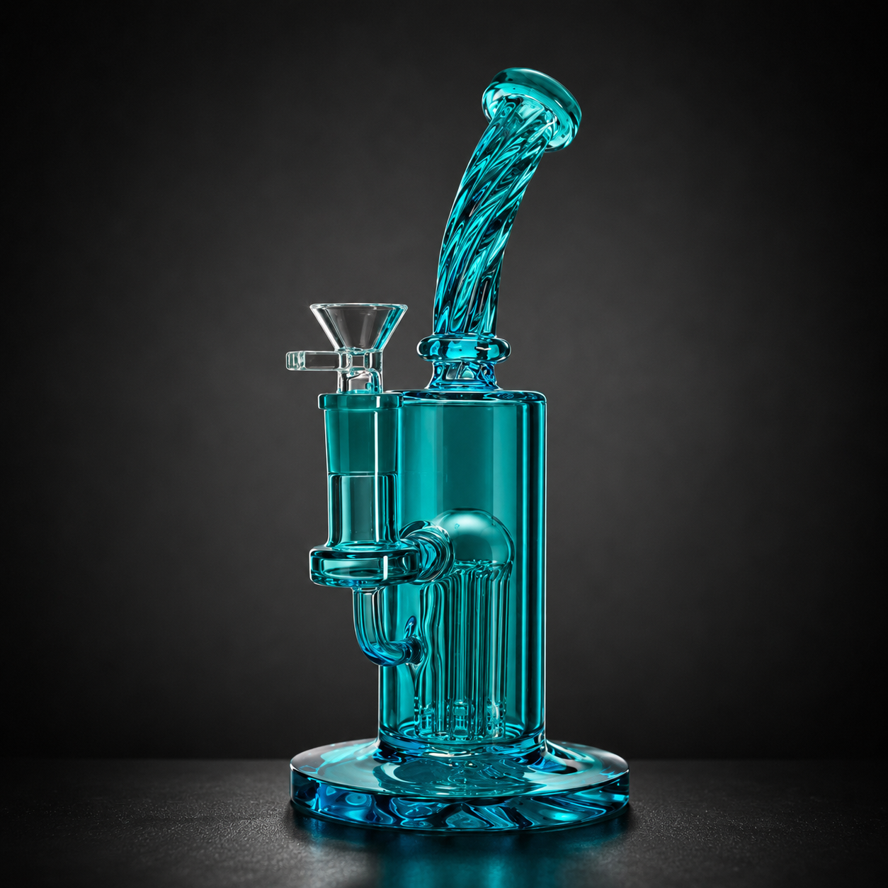 Rainbow Twisted Neck Tree Perc Bubbler Bong - Blue