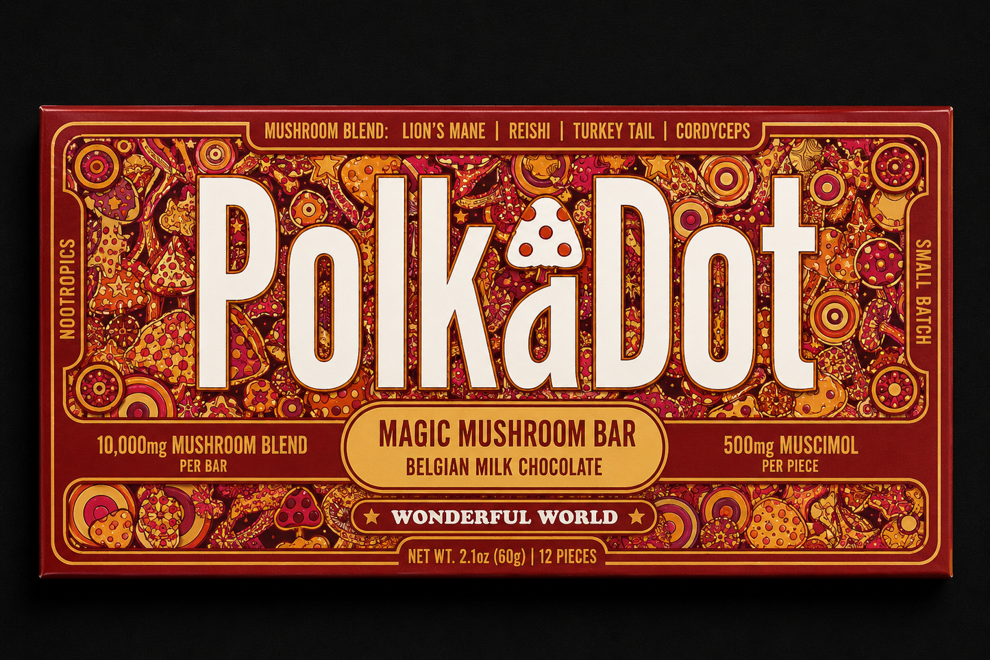 Polkadot Mushroom Bar - Wonderful Wafer Chocolate Bar