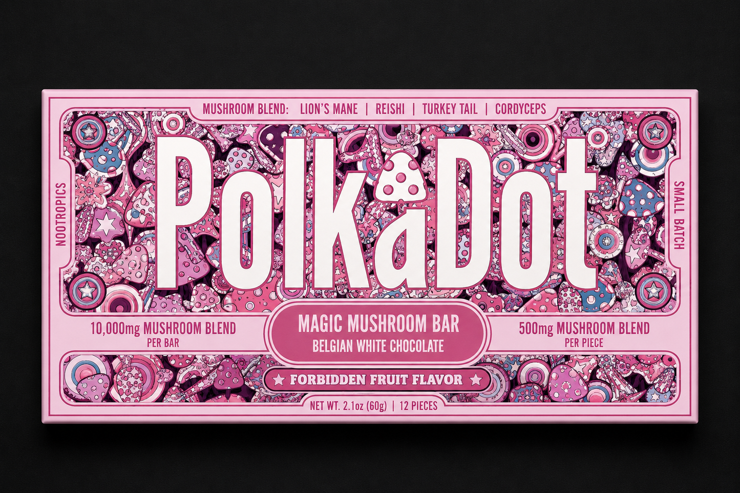 Polkadot Mushroom Bar - Forbidden Fruit Loop Chocolate Bar