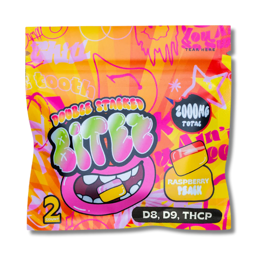 BITEZ D8+D9+THCP Raspberry Peach Gummies 2000mg