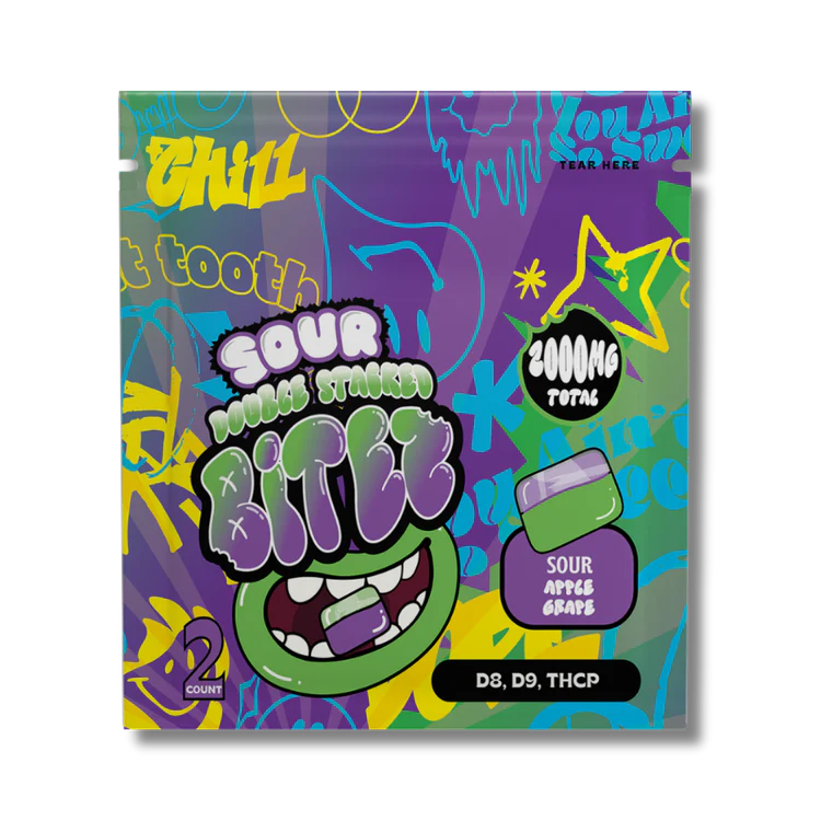 BITEZ D8+D9+THCP Sour Apple Grape Gummies 2000mg