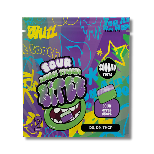 BITEZ D8+D9+THCP Sour Apple Grape Gummies 2000mg