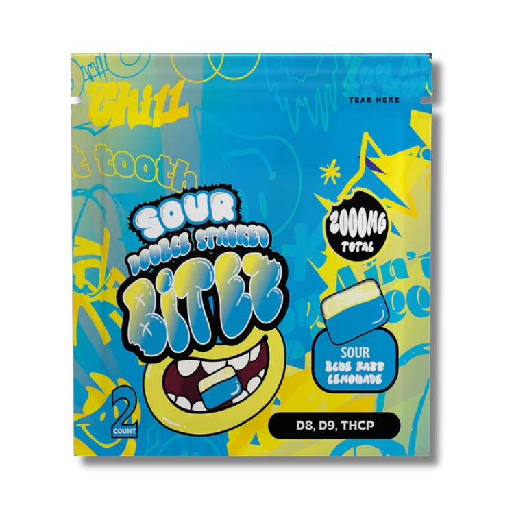 BITEZ D8+D9+THCP Sour Blue Razz Lemonade Gummies 2000mg