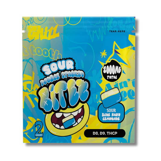 BITEZ D8+D9+THCP Sour Blue Razz Lemonade Gummies 2000mg