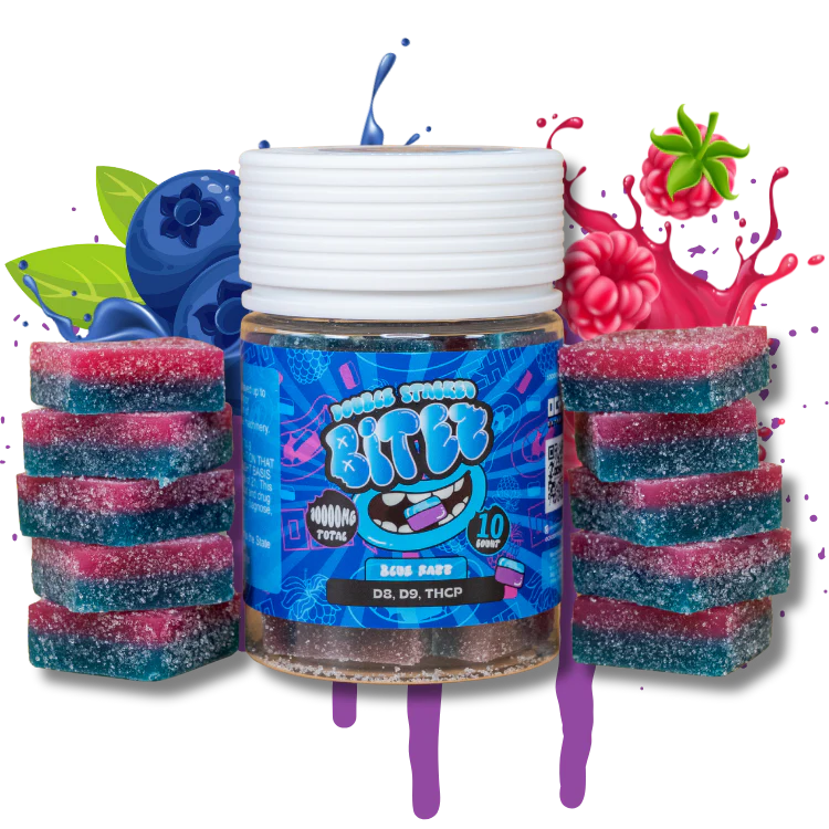 BITEZ Gummies 10,000mg Jarz D8+D9+THCP Blue Razz
