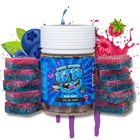 BITEZ Gummies 10,000mg Jarz D8+D9+THCP Blue Razz