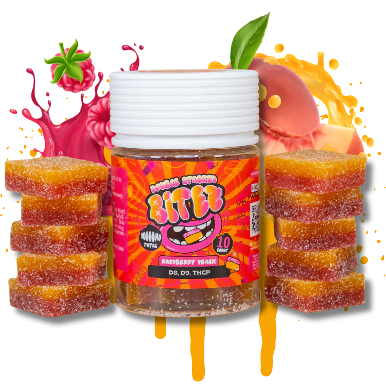 BITEZ Gummies 10,000mg Jarz D8+D9+THCP Raspberry Peach