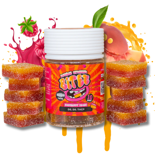 BITEZ Gummies 10,000mg Jarz D8+D9+THCP Raspberry Peach