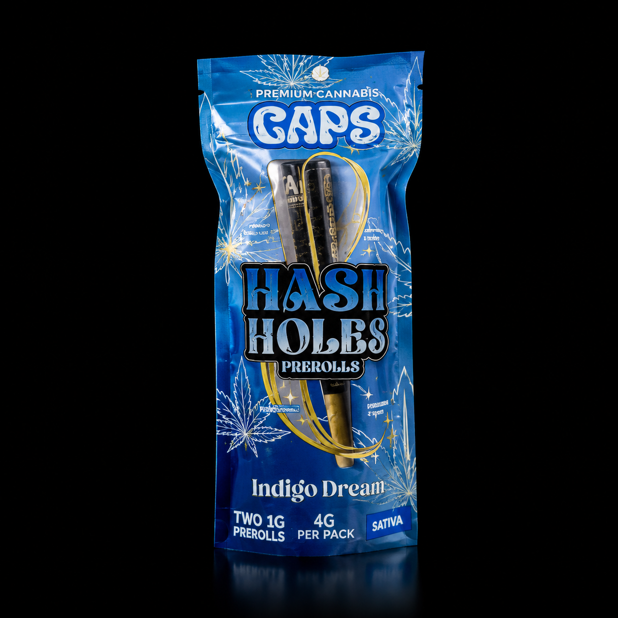 CAPS 2 Pack Hash Holes Prerolls 4g – Indigo Dream