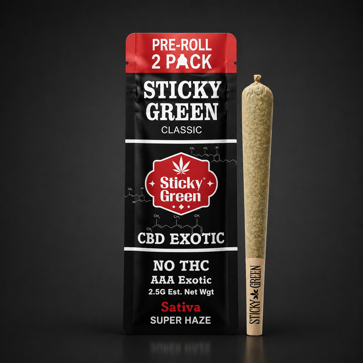 STICKY GREEN CBD EXOTIC SUPER HAZE SATIVA 2CT
