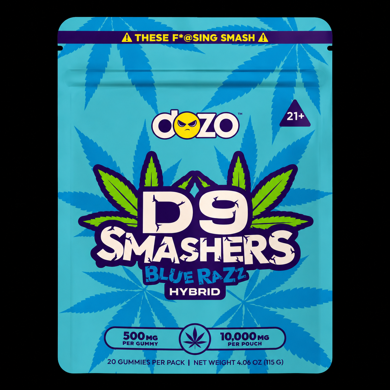 DOZO D9 Smashers Blue Razz Hybrid Gummies 10000mg