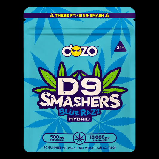 DOZO D9 Smashers Blue Razz Hybrid Gummies 10000mg