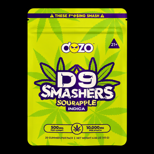 DOZO D9 Smashers Sour Apple Indica Gummies 10000mg