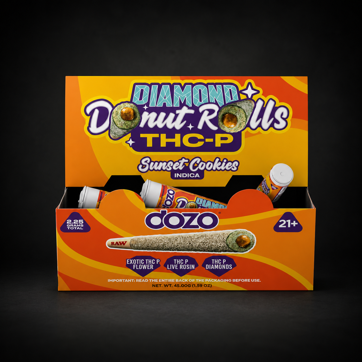 DOZO SUNSET COOKIES DIAMOND THCP DONUT PRE-ROLLS 1CT x 2.25G