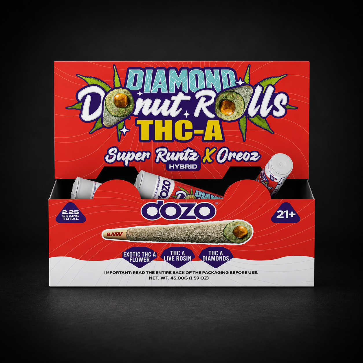 DOZO SUPER RUNTZ OREOZ DIAMOND DONUT ROLLS THCA 1CT x 2.25G