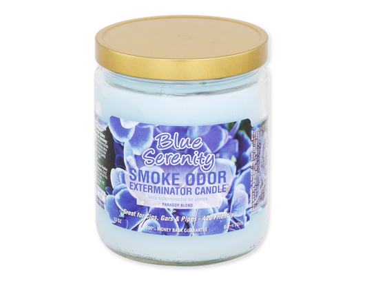 Smoke Odor Blue Serenity Candle