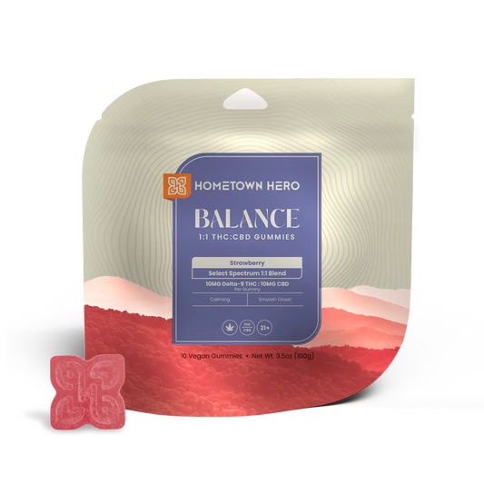 Hometown Hero - Strawberry Balance THC:CBD Gummies