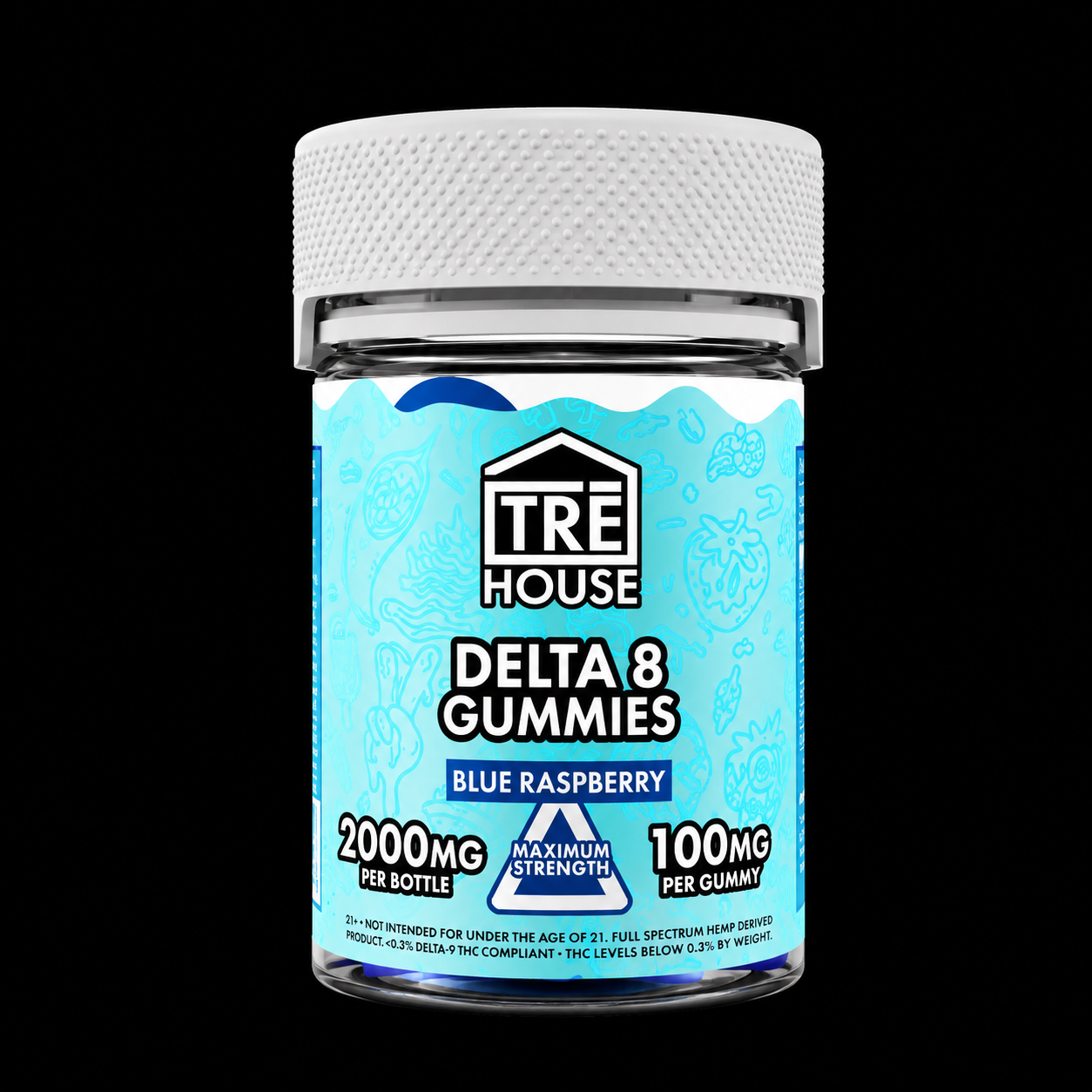 TRE HOUSE Blue Raspberry High-Potency Delta-8 THC Gummies