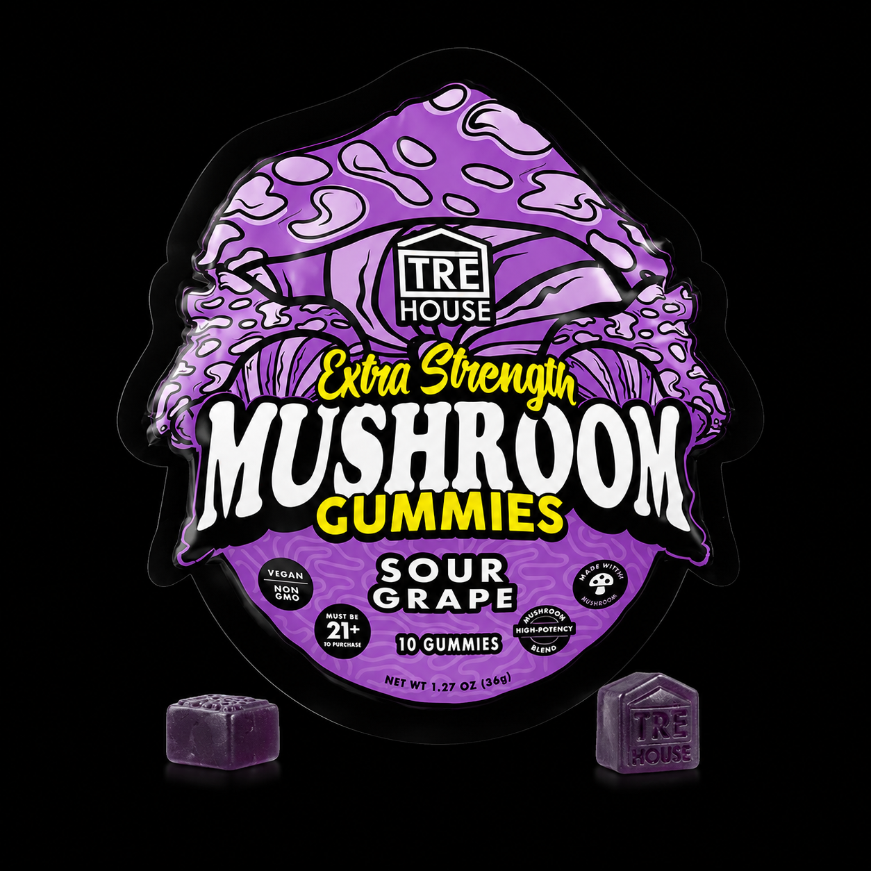 TRE House Sour Grape Extra-Strength Mushroom Gummies
